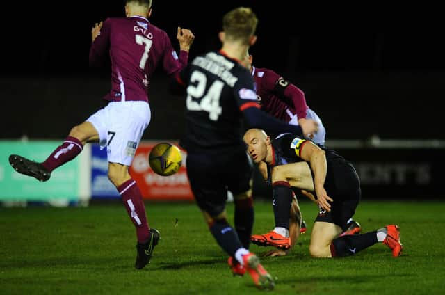 Kai Fortheringham hits the winner for Falkirk (Pics: Michael Gillen)