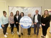 From left, Kelly McLernon, Debbie Fraser, Sofia Kulezich, all children and family workers with Transform Forth Valley; Sheila Duffy, chief executive of ASH Scotland; Diane Cairns, service manager Transform Forth Valley; Michael Matheson MSP and Gillian Mackay MSP highlighting Scotland’s Charter for a Tobacco Free Generation by 2034.