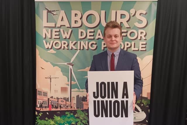Falkirk MP Euan Stainbank showing his support for HeartUnions Week. Pic: Contributed