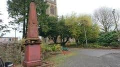 Bruce Obelisk is in the car park at Larbert Old Parish Church
