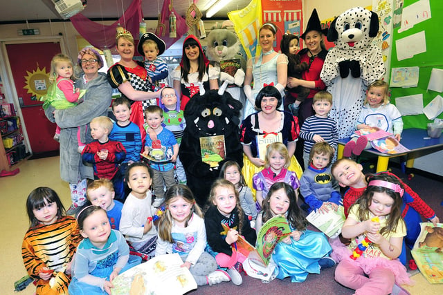 A lot of colourful book characters at Glenbervie Kindergarden in 2015.