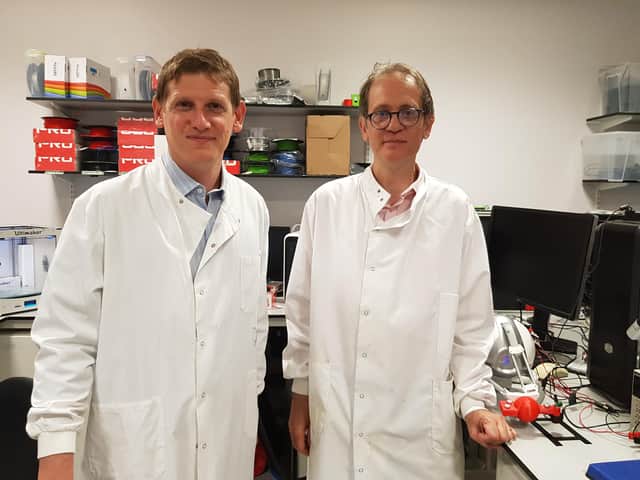 New screening tools for ‘lazy eye’ in children which has been developed by NHS Forth Valley's Dr Iain Livingstone (pictured left) in partnership with the University of Strathclyde.