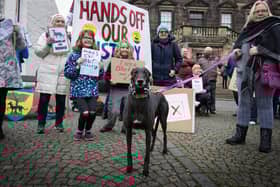 Protestors at a previous event to fight plans to change the Black Bitch Tavern's name.