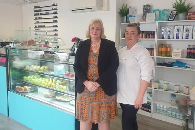 Cecil Meiklejohn, Falkirk Council leader, with Donata Varanackaite of Due Sorelle Patisserie.  (Pic: Submitted)