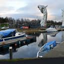 Two sunken boats are in the canal at the Kelpies. Pic: Michael Gillen