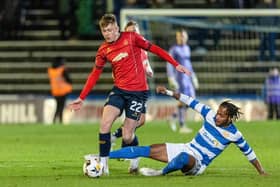 Luke Graham on the ball during Falkirk's 2-0 win at Greenock Morton last Friday night (Photo: Mark Scates/SNS Group)