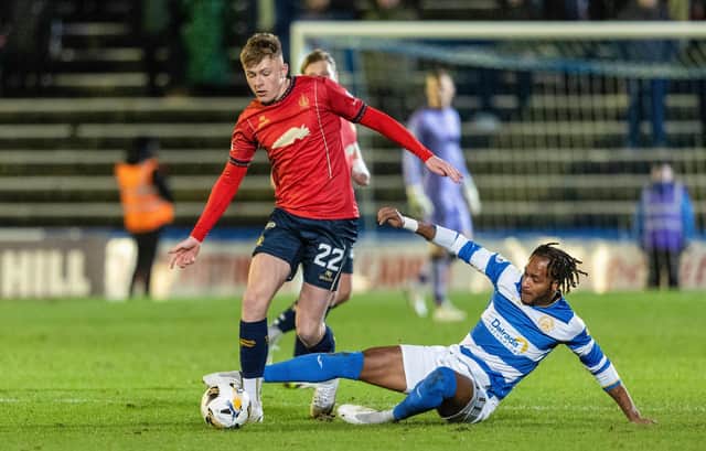 Luke Graham on the ball during Falkirk's 2-0 win at Greenock Morton last Friday night (Photo: Mark Scates/SNS Group)