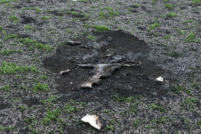One of the areas where the fire could have started on the Westfield Park pitch