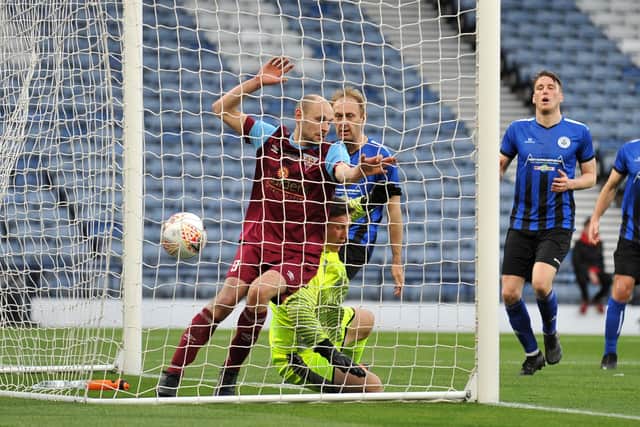Steins Thistle lost out in the Only Sports Scottish Amateur Cup final at Hampden Park on Wednesday night (Pictures by Michael Gillen)