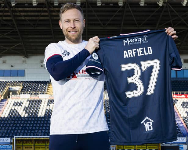 FALKIRK, SCOTLAND - FEBRUARY 06: New Falkirk signing Scott Arfield is pictured at the Falkirk Stadium, on February 06,2025, in Falkirk, Scotland. (Photo by Craig Foy / SNS Group)