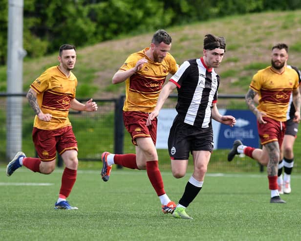 Sam Colley on the ball v Whitburn (Photo: Michael Gillen)
