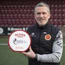 Stenhousemuir manager, Gary Naysmith, presented with the Scottish League One Glen’s Manager of the Month award for February (Photo: SPFL)