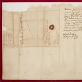 Letter written by King Charles II in 1660 to Lady Mary Erskine, Countess Marischal. Pic: Contributed
