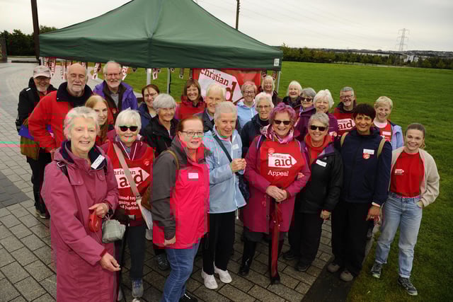 People came together on Saturday for the Kelpies Canter sponsored walk for Christian Aid. (Pic: Alan Murray)