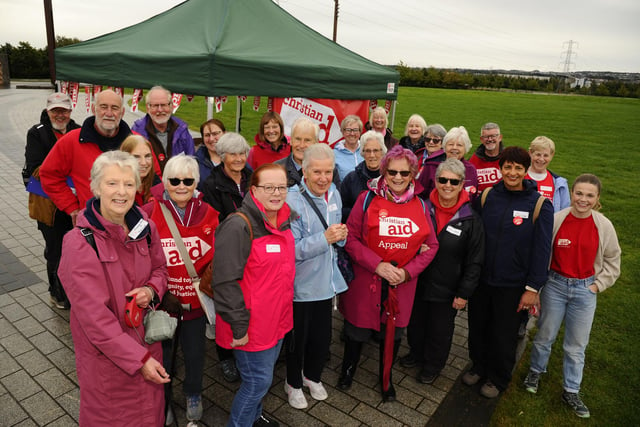 People came together on Saturday for the Kelpies Canter sponsored walk for Christian Aid.  (Pic: Alan Murray)