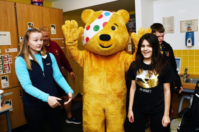 More Pudsey fans meet the bear in person.