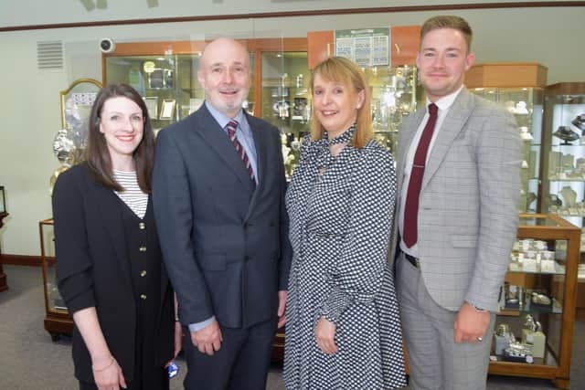 Pictured from left, Rachel Mason, sales consultant; Donald Corbett, director with his sister, Laura Wilkie, director and Issac Brown, sales consultant.  (Pic: Michael Gillen)
