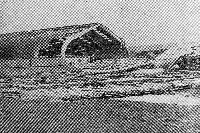 Devastating damage to the roof at Muirhead's sawmill in Grangemouth