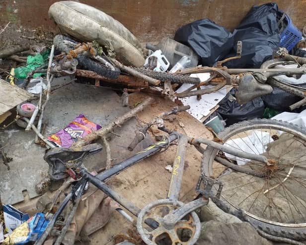 Some of the debris discovered in the Forth & Clyde Canal at Lock 16 during the recent work. Pic: Scottish Canals