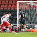Falkirk grabbed two goals back in the second half, but still need to overturn a four goals going into Saturday's match