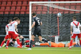 Falkirk grabbed two goals back in the second half, but still need to overturn a four goals going into Saturday's match