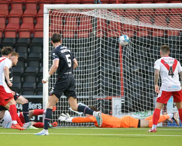 Falkirk grabbed two goals back in the second half, but still need to overturn a four goals going into Saturday's match