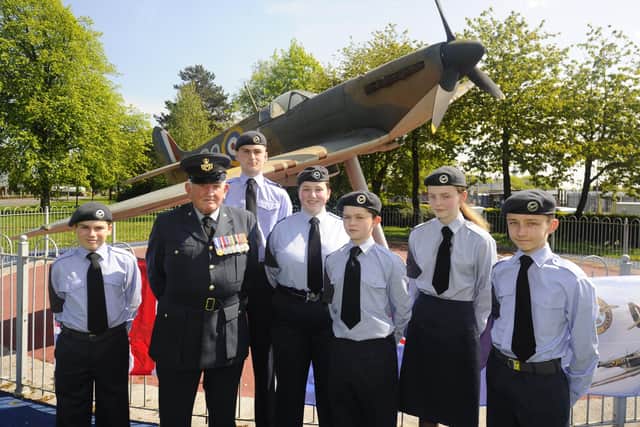 Air cadets beside the Spitfire Memorial which was unveiled ten years ago