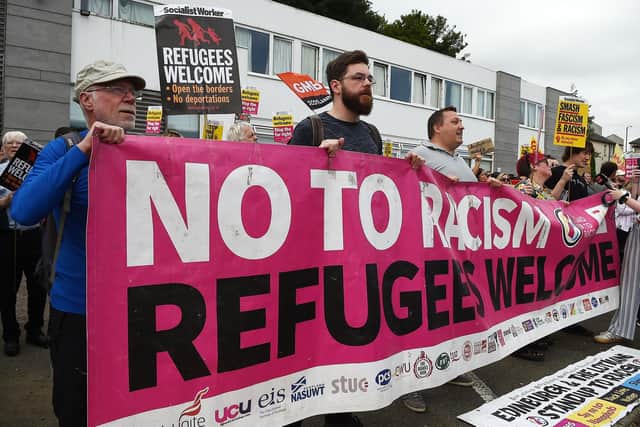 Protest In Falkirk Road closed in Falkirk town centre as protests grow outside asylum ...