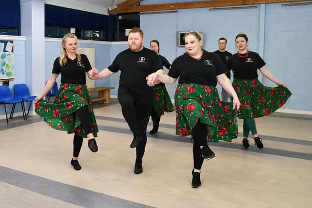 Members of Polish folk dance group Parzenica Scotland rehearse