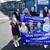 Protesters hold a demonstration outside Grangemouth's Kersiebank Community Education Centre in order to prevent the facility from closing(Picture: Michael Gillen, National World)