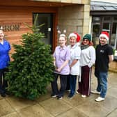 Strathcarron Hospice will be joined by Torwood Garden Centre and Sustainable Thinking Scotland CIC to run a Christmas tree collection fundraiser. Pictured with staff from Strathcarron are Jamie Stevenson, Torwood Garden Centre and Sean Kerr, Sustainable Thinking Scotland CIC Bo'ness. Pic: Michael Gillen