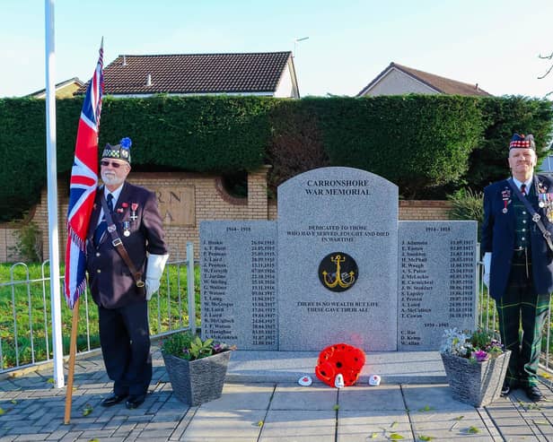 The service will take place at Carronshore War Memorial. Pic: Scott Louden