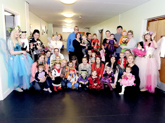 Butterfly Beats Halloween Party attendees at Bowhill Community Centre, Grangemouth.