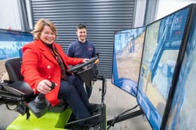 Michelle Thomson MSP with Calum Green an electrical engineering apprentice with Forth Ports at the Grangemouth Skills & Business Centre. (Pic Peter Devlin)