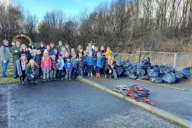 27th Bonnybridge Scouts recently collected 40 sacks of rubbish at the Bonnyfield Nature Reserve.