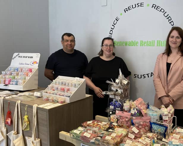 Graham MacKenzie and Donna Aitken have joined forces with Marie Hall to run the Renewable Retail Hub in North Street, Bo'ness.