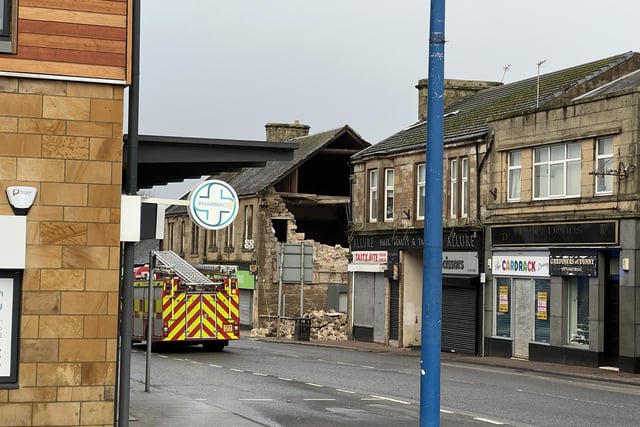 Emergency services were at the scene of Denny Co-op's damaged building.