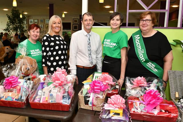 The team at Blossoms Cafe in Torwood Garden Centre held a Macmillan coffee morning. Pic: Michael Gillen