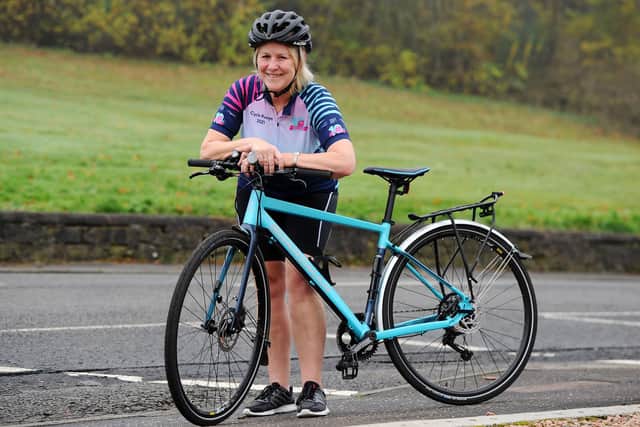 Falkirk resident Dorothy Young will cycle across Kenya in aid of three cancer charities in October 2021. Picture: Michael Gillen.