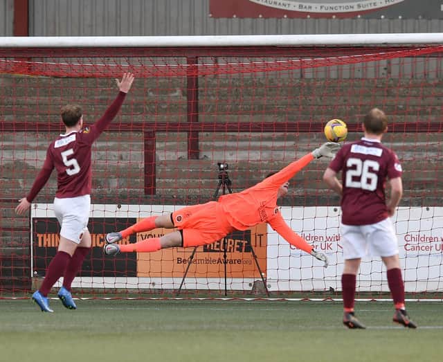 Former Hibs keeper Paddy Martin was impressive during a loan spell with Stenhousemuir last season (Pic: Dave Johnston)