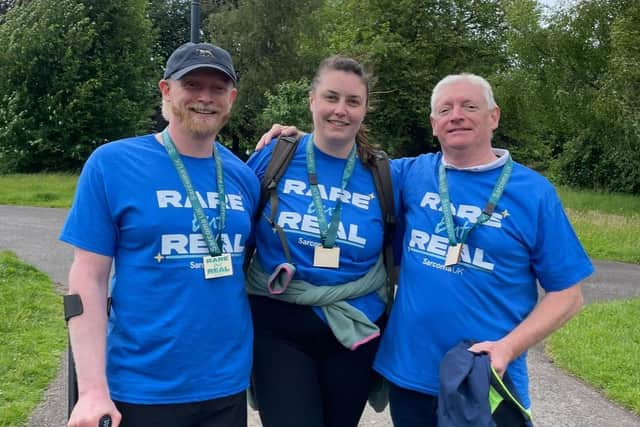Andrew being supported on the Rare But Real walk in June. Pic: Contributed