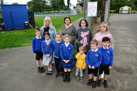 Parents of pupils at Stenhousemuir Primary are concerned about the public right of way and dog fouling on the school grounds. Pic: Michael Gillen