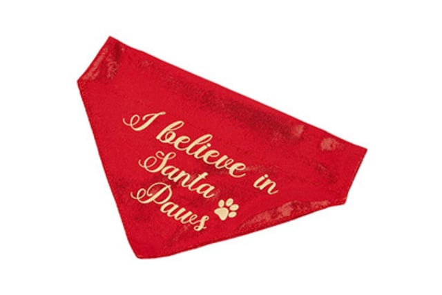 Pefect to look festive on the Christmas warning walk, this bandana simply slips onto your dog's collar and proudly proclaims their belief in Santa for all to see. It's available from Pets at Home for £4.