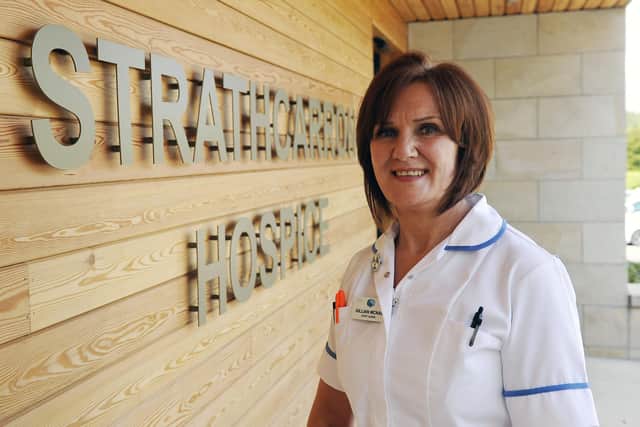 Strathcarron Hospice staff nurse Gillian McNab has raised £7000 for the Fankerton service and Scottish Huntington's Association. Picture: Michael Gillen.