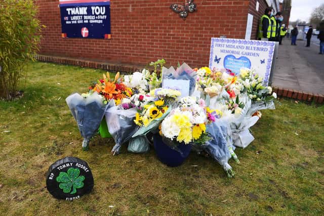 Tributes were left to Thomas Rooney at First Bus' Larbert HQ following his death on February 12. Picture: Michael Gillen.