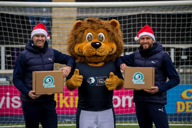 The SPFL Trust launched this year's Festive Friends at The Falkirk Stadium with Lomond the Lion, David McCracken and Lee Miller  (Pic: Craig Watson)