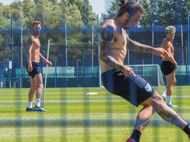 Pompey players at Pompey Rokko training ground in Copnor, Portsmouth on 1st of June 2020.
Picture: Habibur Rahman