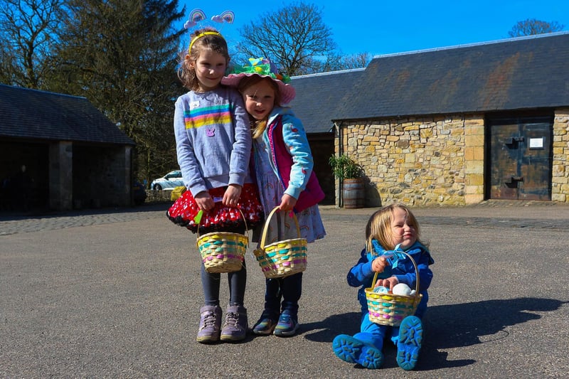 Nylah and Mina, both five, with Theo, who is three, from Falkirk