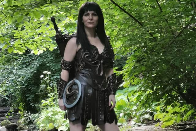 Cosplayer Erin Kirkwood dressed up as Xena: Warrior Princess. Picture: Charlie Francis.