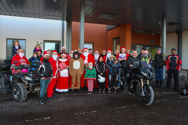 Members of Carron Valley Motorcycle Club at FVRH with toys for the children's ward
